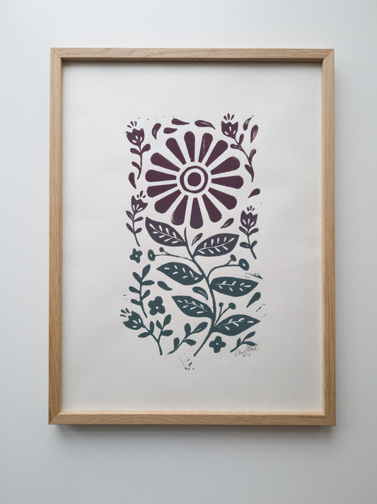 Bloom (dark green and red) - 30x40cm